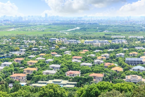 Preview: Residential Buildings And Green Forest In Shanghai City Suburbs,China,Aerial View