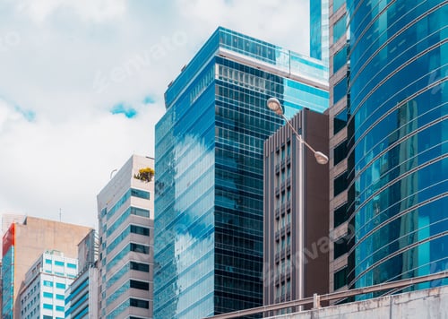 Preview: Bottom Up View Of Modern Office Building In Hong Kong
