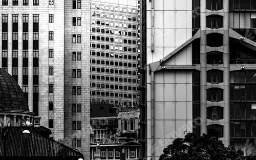 Preview: Office Building Exterior, Modern Architecture, Close Up With Black And White Color
