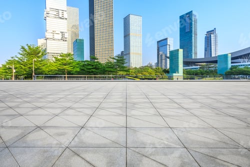 Preview: Empty Square Floor And Modern City Commercial Buildings In Shenzhen,China