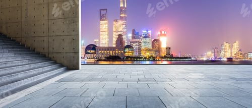 Preview: Shanghai Lujiazui Financial District City Scenery And Empty Square Ground