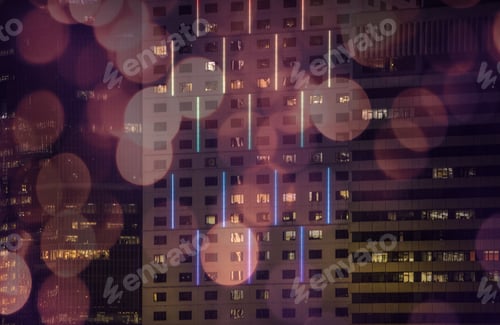 Preview: Hong Kong Harbor View At Night With Circle Bokeh