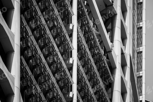 Preview: Modern Office Building Detail, Glass Surface With B&W Color