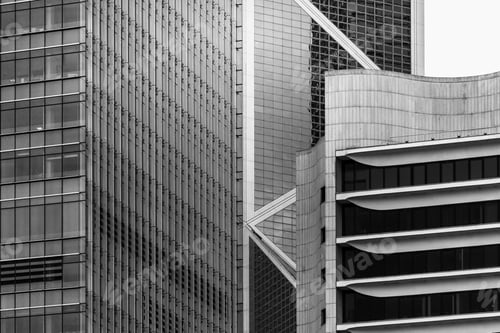 Preview: Modern Building Exterior, Architecture, Close Up With Black And White Color