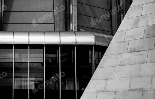 Preview: Windows Of Commercial Building With B&W Color
