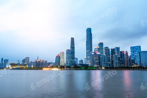 Preview: Guangzhou,China Modern City Skyline On The Zhujiang River At Night