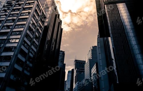 Preview: Office Buildings Stretch Up To The Blue Sky In Hong Kong