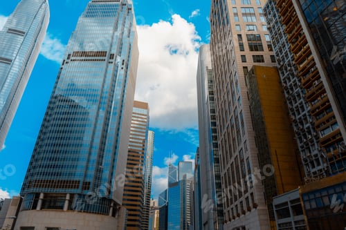 Preview: Bottom Up View Of Modern Office Building In Hong Kong