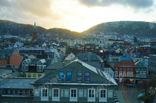 Preview: Bergen City Skyline From High Vantage Point