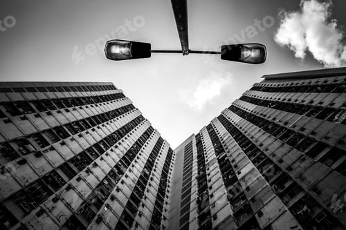 Preview: Hong Kong Apartment Block With B&W Color