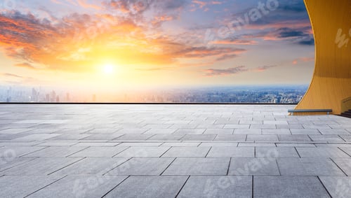 Preview: City Skyline And Buildings With Empty Square Floor In Shanghai,High Angle View