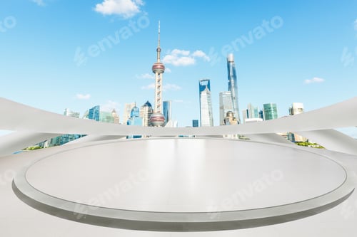 Preview: Empty City Square Floor And Modern City Scenery In Shanghai,China