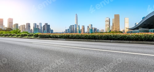 Preview: Empty Asphalt Road And Modern City Skyline Panorama In Shenzhen,China