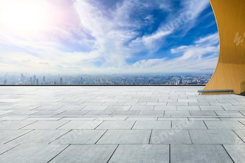 Preview: Empty Floor And City Skyline With Buildings In Shanghai,China