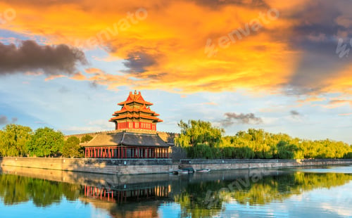 Preview: Watchtower Of Forbidden City At Sunset,Beijing,China