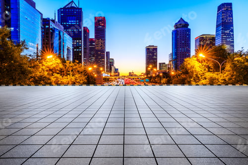 Preview: Empty Square Floor And Modern Commercial Building Landscape In Beijing,China.