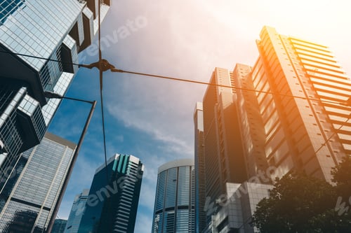 Preview: Modern Office Building Detail, Glass Surface With Sunlight