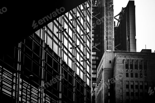 Preview: Windows Of Commercial Building In Hong Kong With B&W Color