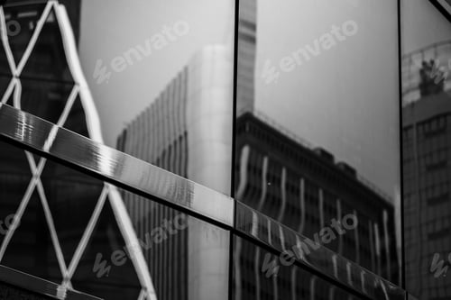 Preview: Modern Office Building Detail, Glass Surface In Black & White Color