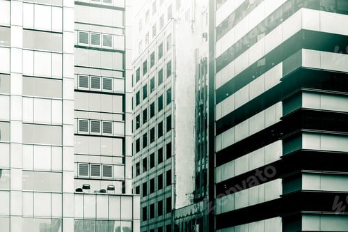 Preview: Bottom Up View Of Modern Office Building In Green Color