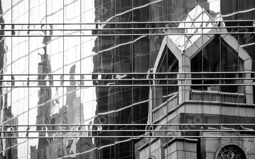 Preview: Windows Of Commercial Building In Hong Kong With B&W Color
