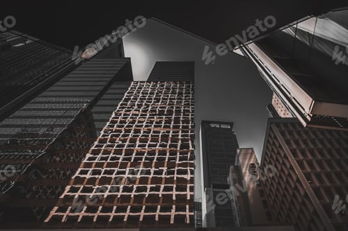 Preview: Hong Kong Business Building Closed Up; Black And Golden Color