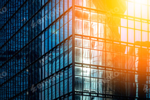 Preview: Modern Office Building Detail, Glass Surface With Sunlight