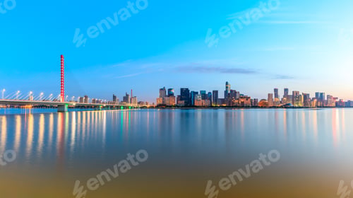 Preview: Panoramic City Skyline With Buildings In Hangzhou At Sunrise