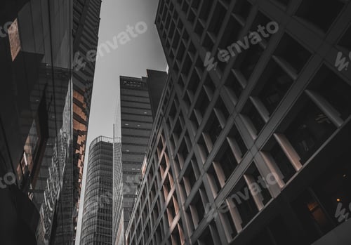 Preview: Hong Kong Business Building Closed Up; Black And Golden Color