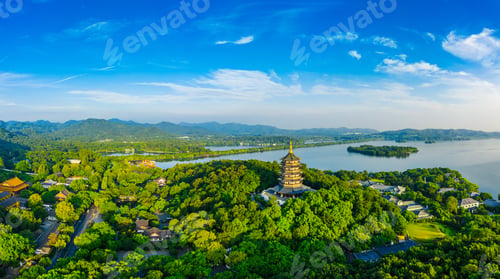 Preview: West Lake Leifeng Pagoda Scenery In Hangzhou,China.Aerial View.