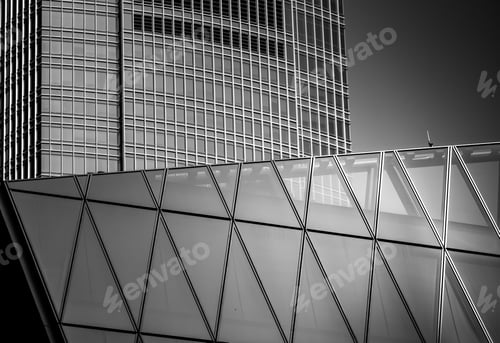 Preview: Windows Of Commercial Building In Hong Kong With B&W Color