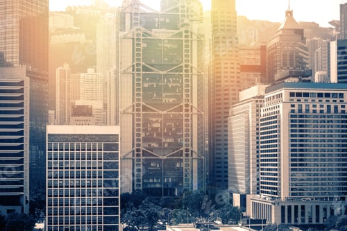 Preview: Hong Kong City View Against Sun Ray