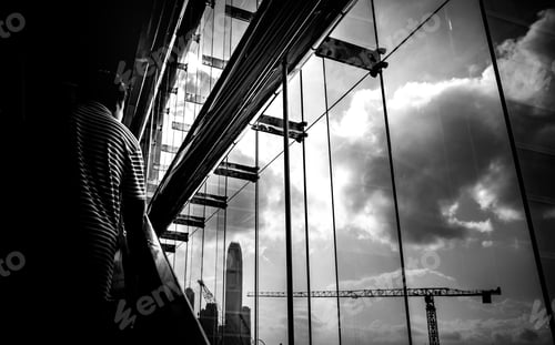 Preview: Windows Of Commercial Building In Hong Kong With B&W Color