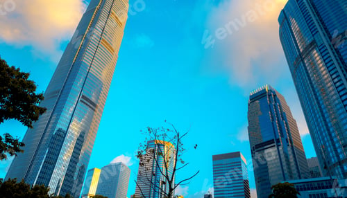 Preview: Modern Office Building Close Up In Sunlight