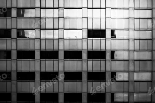Preview: Office Building Window Close Up With B&W Color