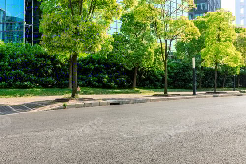 Preview: Empty Asphalt Road And Modern Commercial Office Buildings In Shanghai