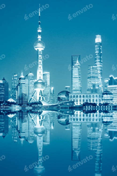Preview: Beautiful Shanghai Skyline At Night,Modern Urban Background