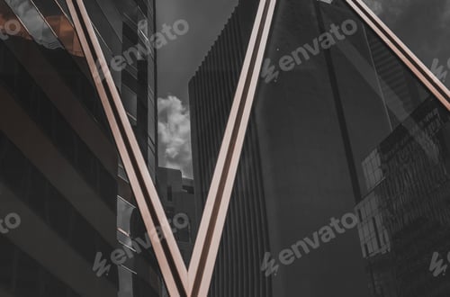Preview: Hong Kong Business Building Closed Up; Black And Golden Color