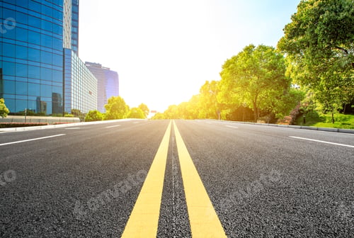 Preview: Empty Asphalt Road And Modern Commercial Office Buildings In Shanghai