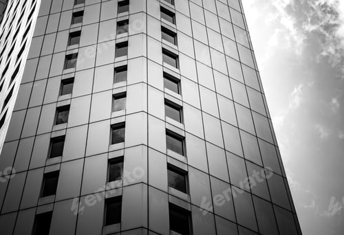 Preview: Windows Of Commercial Building In Hong Kong With B&W Color