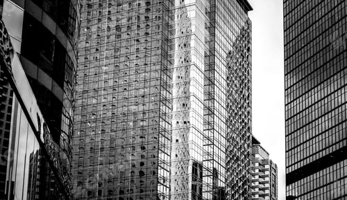 Preview: Windows Of Business Building In Hong Kong With B&W Color