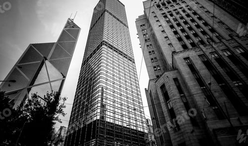 Preview: Windows Of Commercial Building In Hong Kong With B&W Color