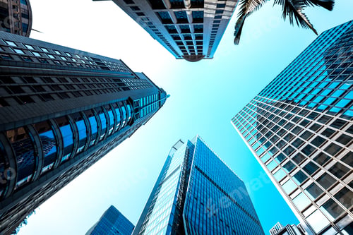 Preview: Bottom Up View Of Commercial Building In Hong Kong