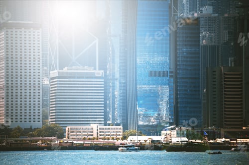 Preview: Hong Kong Cityscraper With Sun Ray