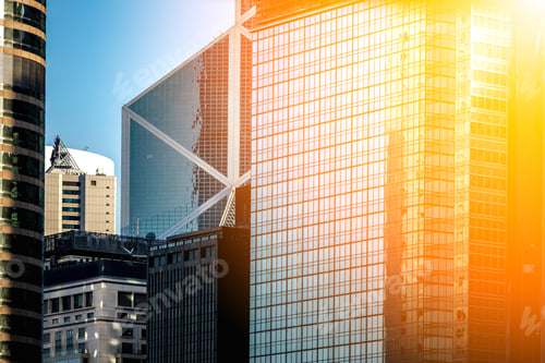 Preview: Office Building Window Close Up With Sunlight