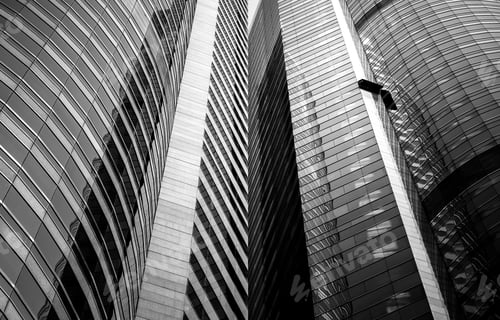 Preview: Windows Of Commercial Building In Hong Kong With B&W Color