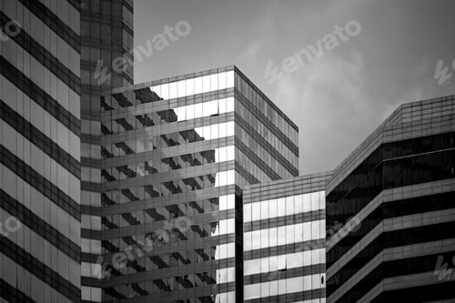 Preview: Office Building Exterior, Modern Architecture, Close Up With Black And White Color