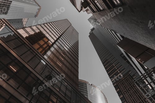 Preview: Hong Kong Business Building Closed Up; Black And Golden Color