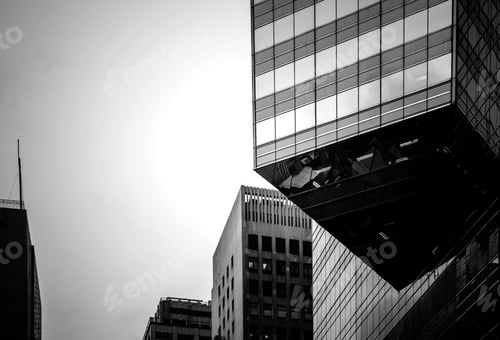 Preview: Modern Office Buildings In Hong Kong, Black And White Color