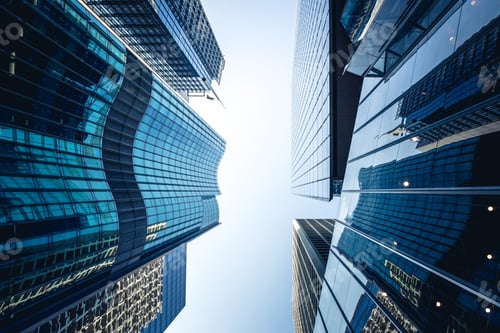 Preview: Bottom Up View Of Commercial Building In Hong Kong